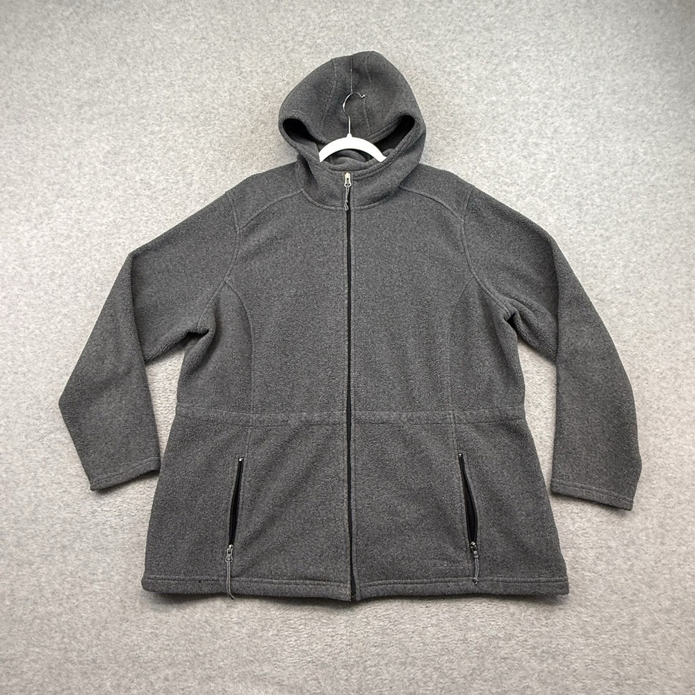 L. L. Bean Women's Hooded Full Zip Fleece Jacket 2X Hiking Camping Polartec 2xl